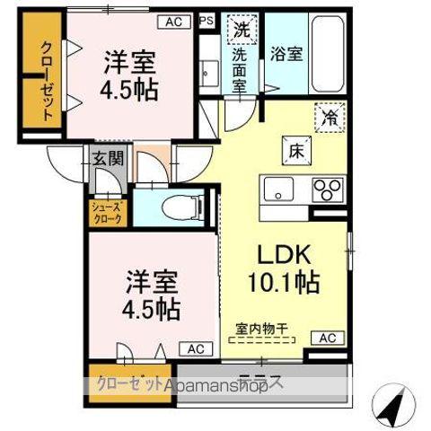 D-ROOM平山(2LDK/1階)の間取り写真