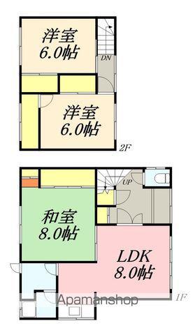 北海道小樽市 2階建 築53年(ワンルーム)の間取り写真