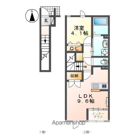 名鉄津島線 七宝駅 徒歩43分 2階建 築1年(1LDK/2階)の間取り写真