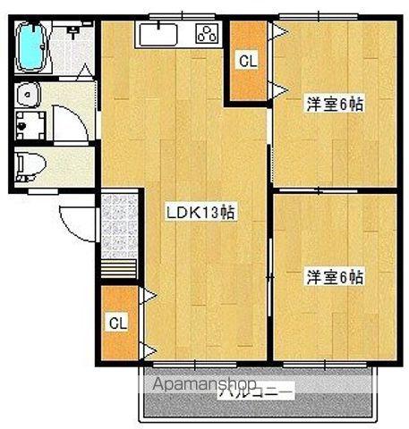 栄林ハイツ(2LDK/2階)の間取り写真
