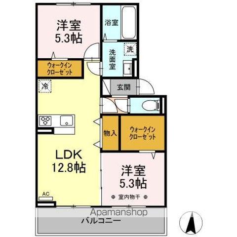 D-ROOM GRACIA B棟(2LDK/2階)の間取り写真