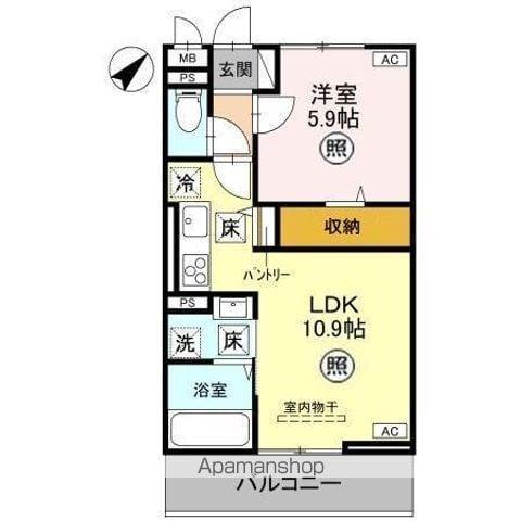 ノーブルヴィラ曙町(1LDK/1階)の間取り写真