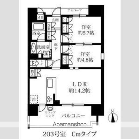 グランパセオ名駅那古野(2LDK/3階)の間取り写真