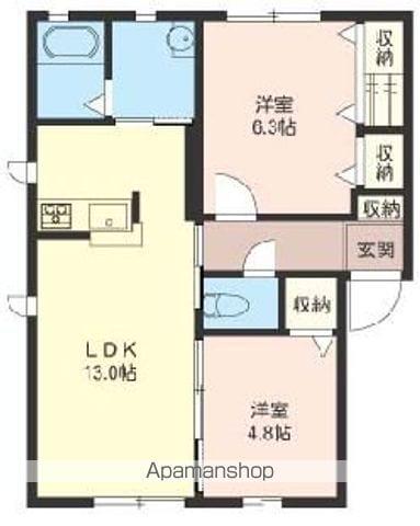 スイートA(2LDK/1階)の間取り写真