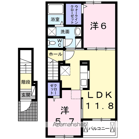 フェリーチェ丸亀(2LDK/2階)の間取り写真