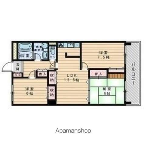 三旺マンション藤ヶ丘東(3LDK/9階)の間取り写真