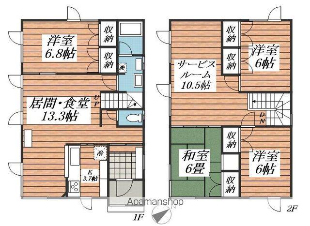 北海道札幌市北区 2階建 築32年(4SLDK)の間取り写真