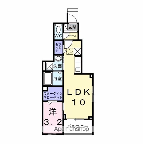 クレッシェンド石ケ瀬(1LDK/1階)の間取り写真