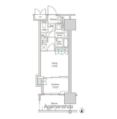 ブルックサイドレジデンス木場(2K/9階)の間取り写真