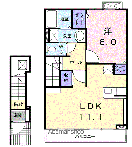 プリムローズ北日吉Ⅱ(1LDK/2階)の間取り写真
