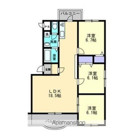 ボヌールレジデンスA棟(3LDK/3階)の間取り写真