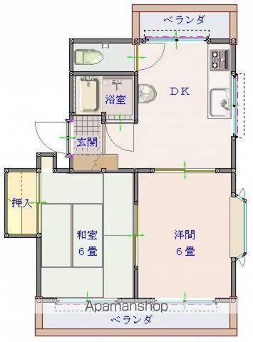 第1みのりハイツ福音寺(2DK/3階)の間取り写真