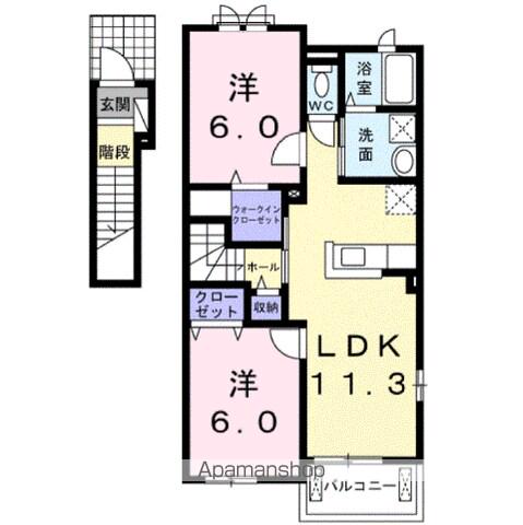 メープルハウスA(2LDK/2階)の間取り写真