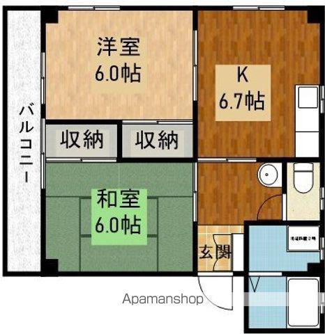 コーポ凪(2DK/2階)の間取り写真