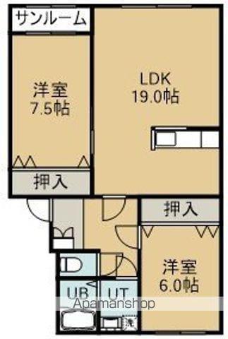 レジデンス・シーコーストⅡ(2LDK/1階)の間取り写真