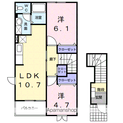 チェリークイーン(2LDK/2階)の間取り写真