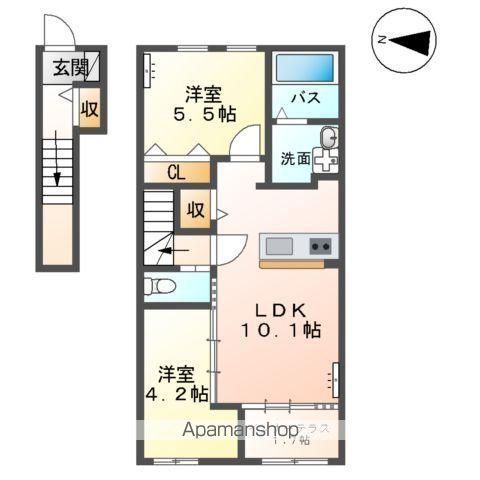 メルヴェーユ(2LDK/2階)の間取り写真
