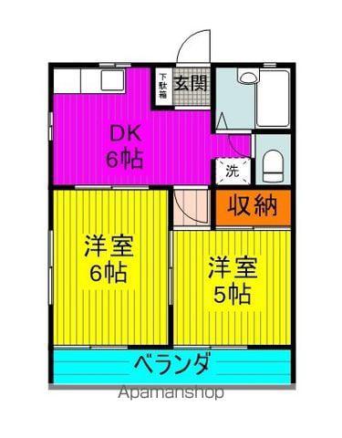 オレンジハイツ(2DK/2階)の間取り写真