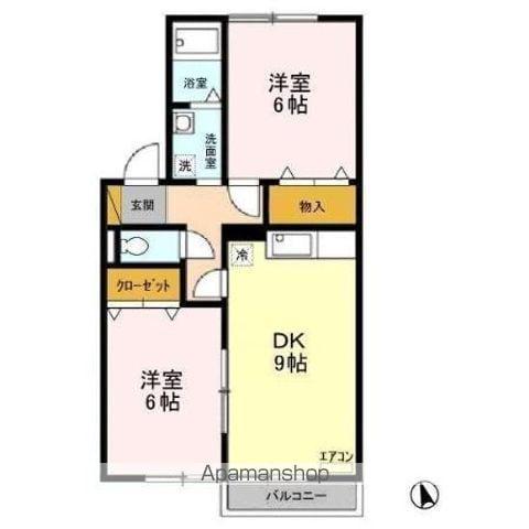 ベルフレールA(2DK/1階)の間取り写真