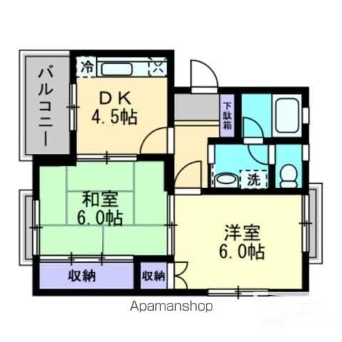 柳ハイツ(2DK/3階)の間取り写真