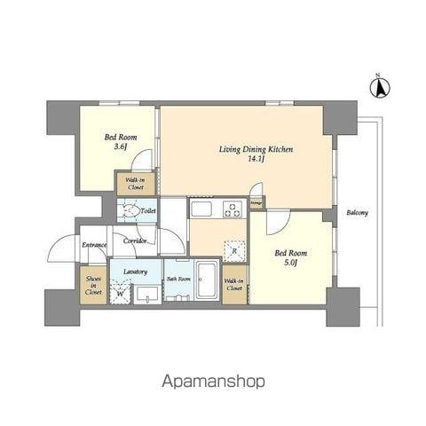 リビオメゾン浅草雷門(2LDK/12階)の間取り写真