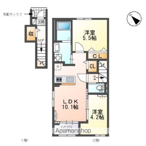 リバティーハイム(2LDK/2階)の間取り写真