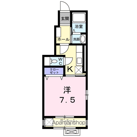 グラース Ⅳ(1K/1階)の間取り写真