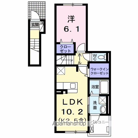 アンジュ・ストーク(1LDK/2階)の間取り写真
