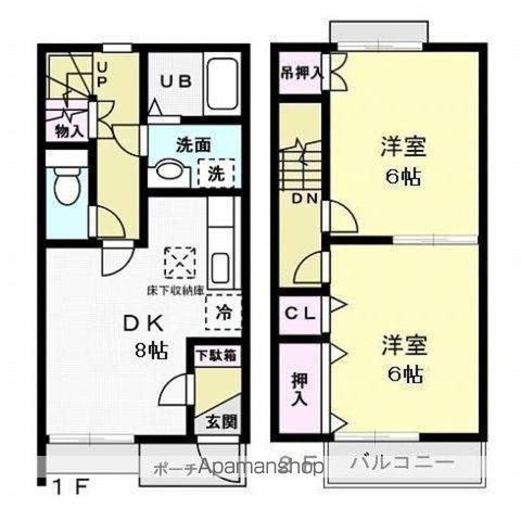 DUPLEX細井 B(2DK/2階)の間取り写真