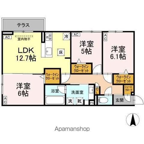 シャンドフルール(3LDK/1階)の間取り写真