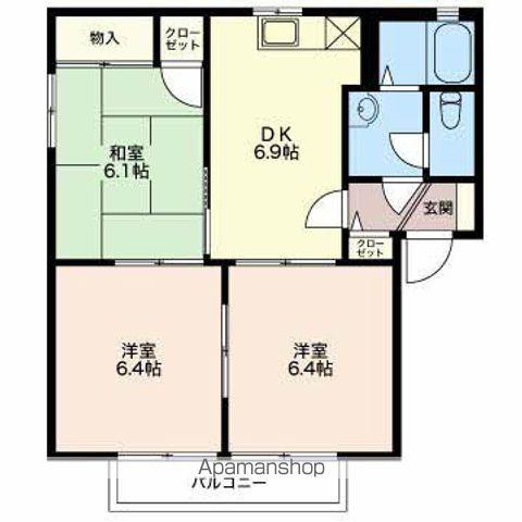 フォーレスオークB棟(3DK/2階)の間取り写真