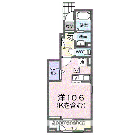 ソレアード A(ワンルーム/1階)の間取り写真