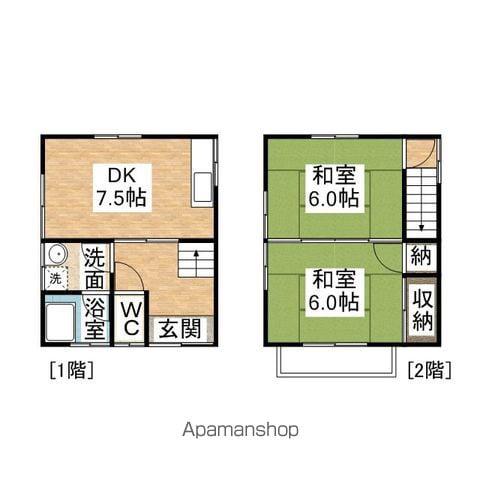 愛媛県松山市 2階建 築52年(2DK)の間取り写真