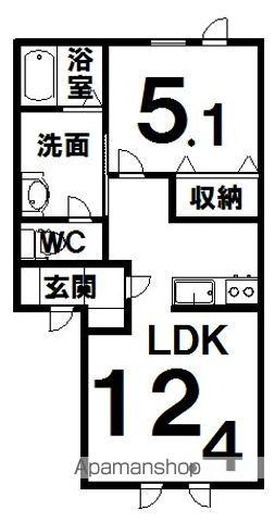 ラ・プレーヌ(1LDK/1階)の間取り写真