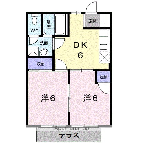 ハッピーシャトウⅠ(2DK/1階)の間取り写真