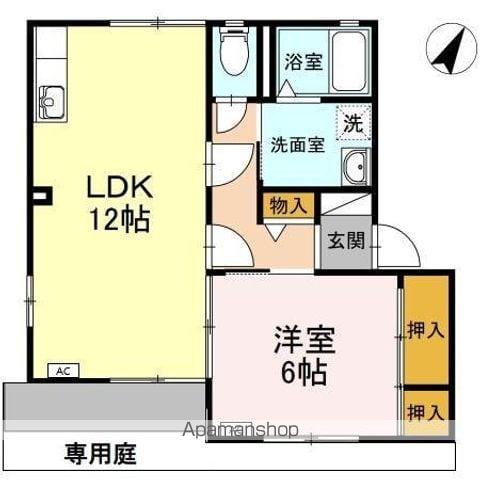 DIASカワグチ A棟(1LDK/1階)の間取り写真