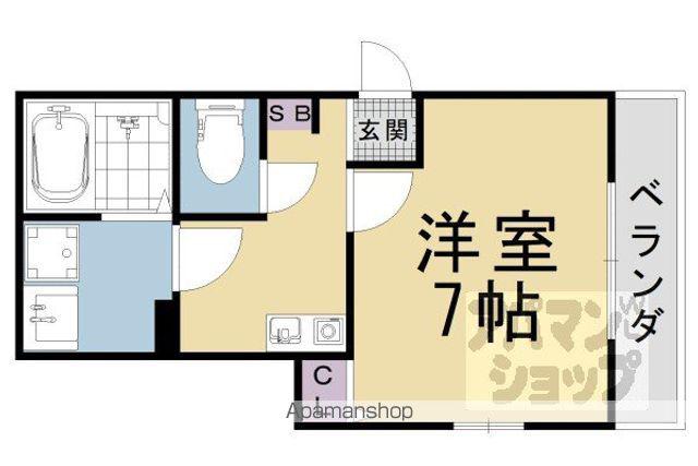 CREA TERRACE椥辻(1K/3階)の間取り写真