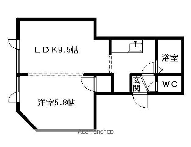 KIRAMECK円山東Ⅱ(1DK/1階)の間取り写真
