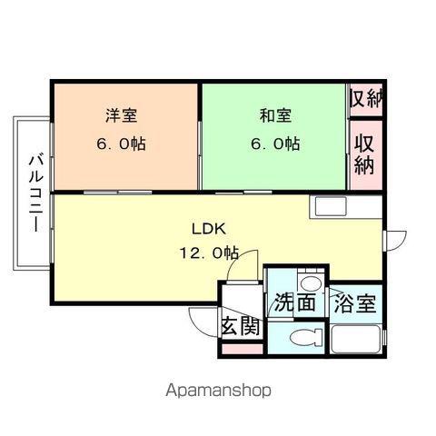 ディアス下牧野B(2LDK/2階)の間取り写真