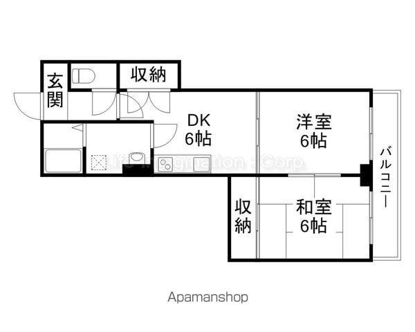 ソシオ東亜(2DK/4階)の間取り写真