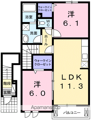 プリザーブ(2LDK/2階)の間取り写真