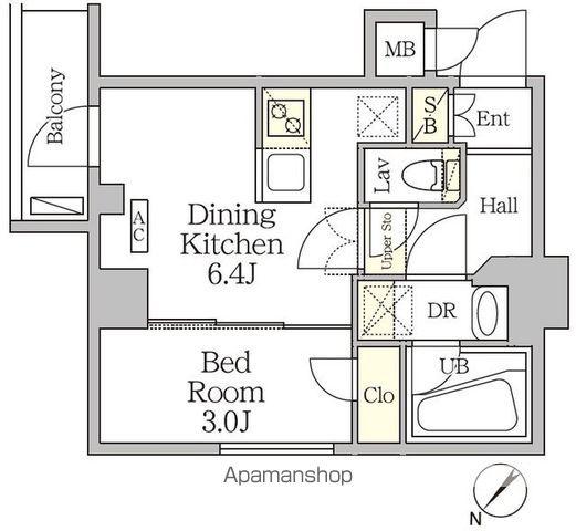 アジールコート池尻大橋(1DK/3階)の間取り写真