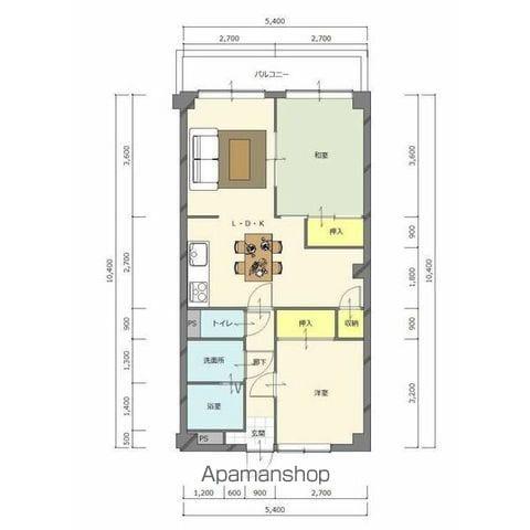 エクステンションヨコエ(2LDK/3階)の間取り写真