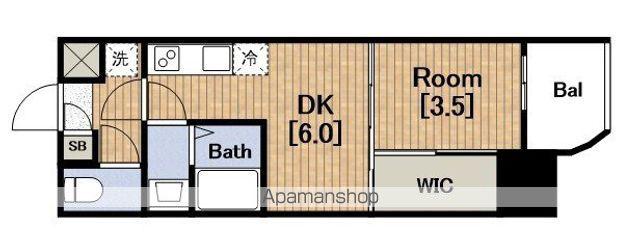 SERENITEFRANC谷町四丁目ARIE(1DK/4階)の間取り写真