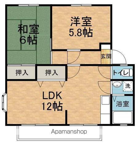 サンビレッジ豊科(2LDK/1階)の間取り写真