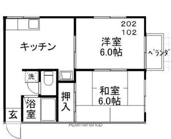 マイハウスパティオⅠ(2DK/1階)の間取り写真