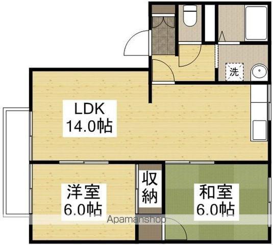 アルモニー東岡山(2LDK/2階)の間取り写真