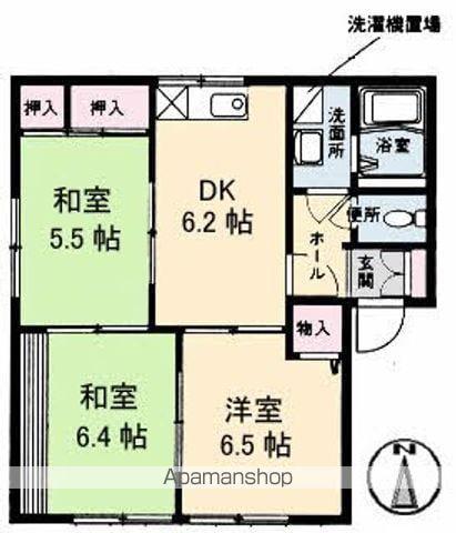 エイティー隅本D棟(3DK/1階)の間取り写真