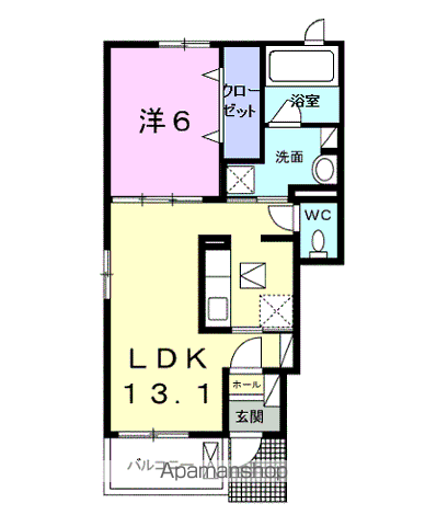 カレントレジデンス BE(1LDK/1階)の間取り写真