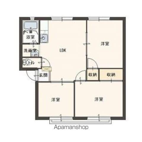 ハーモニーハイツ2(3LDK/1階)の間取り写真